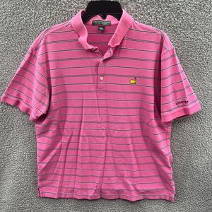 Masters Collection Mens Golf Polo Shirt Pink Striped Mercanized Cotton Large